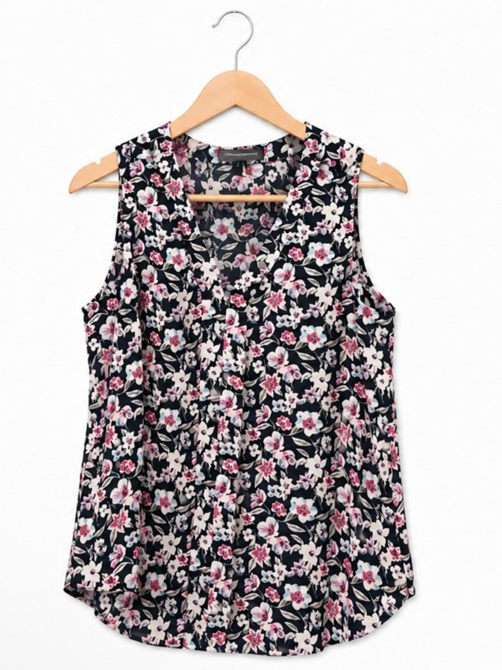 Banana Republic Floral Sleeveless Blouse Women’s Medium Navy Pink White Top - Picture 2 of 5